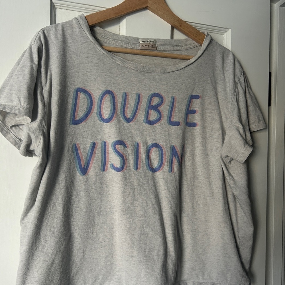 MOTHER Gray Tee with Double Vision Print